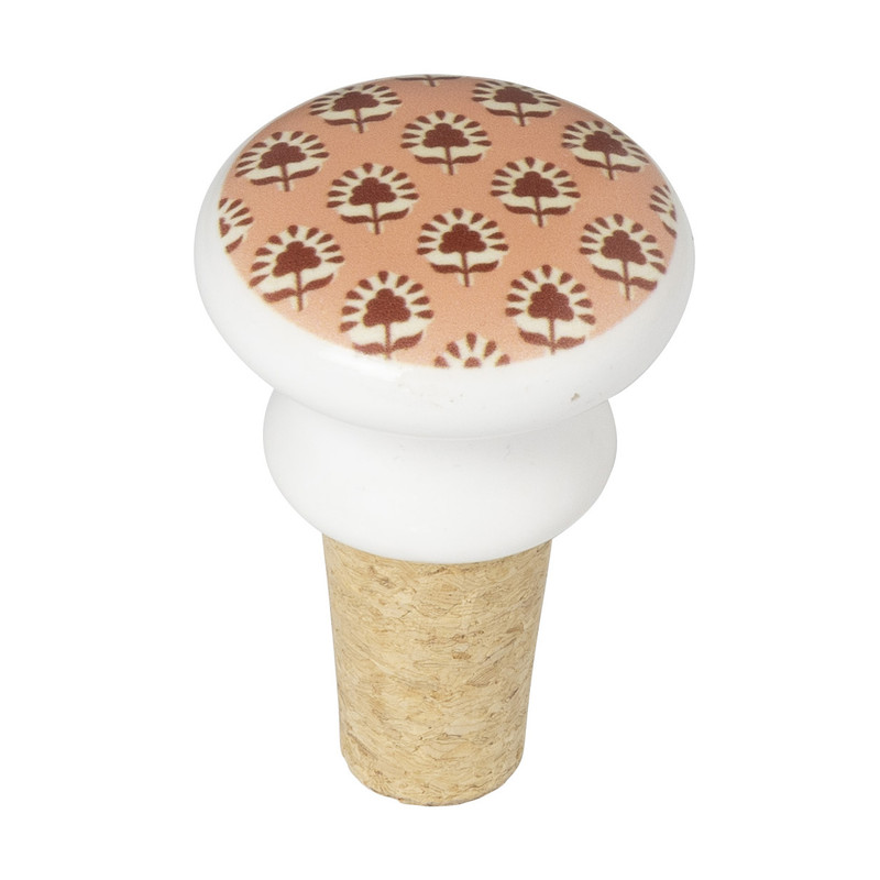 Wijnstopper met print - roze - ø4x6 cm