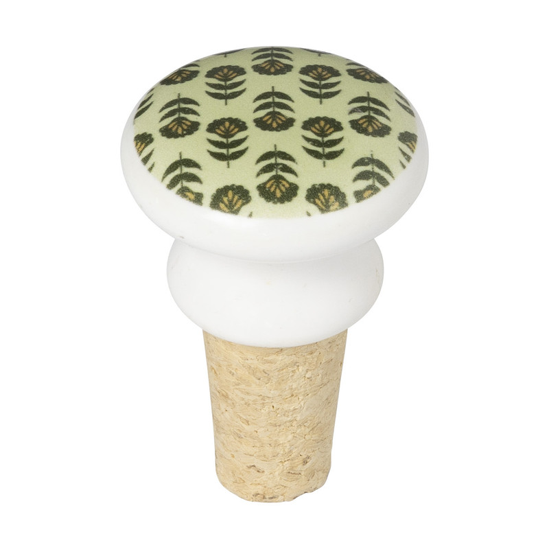 Wijnstopper met print - groen - ø4x6 cm