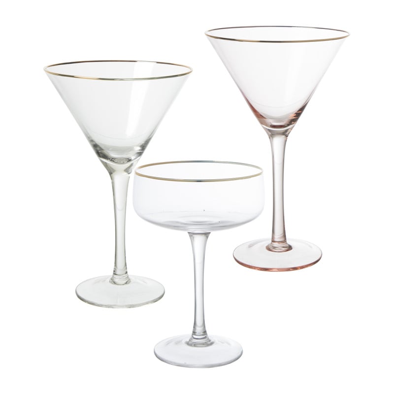 Martiniglas gouden rand - glas - 220 ml