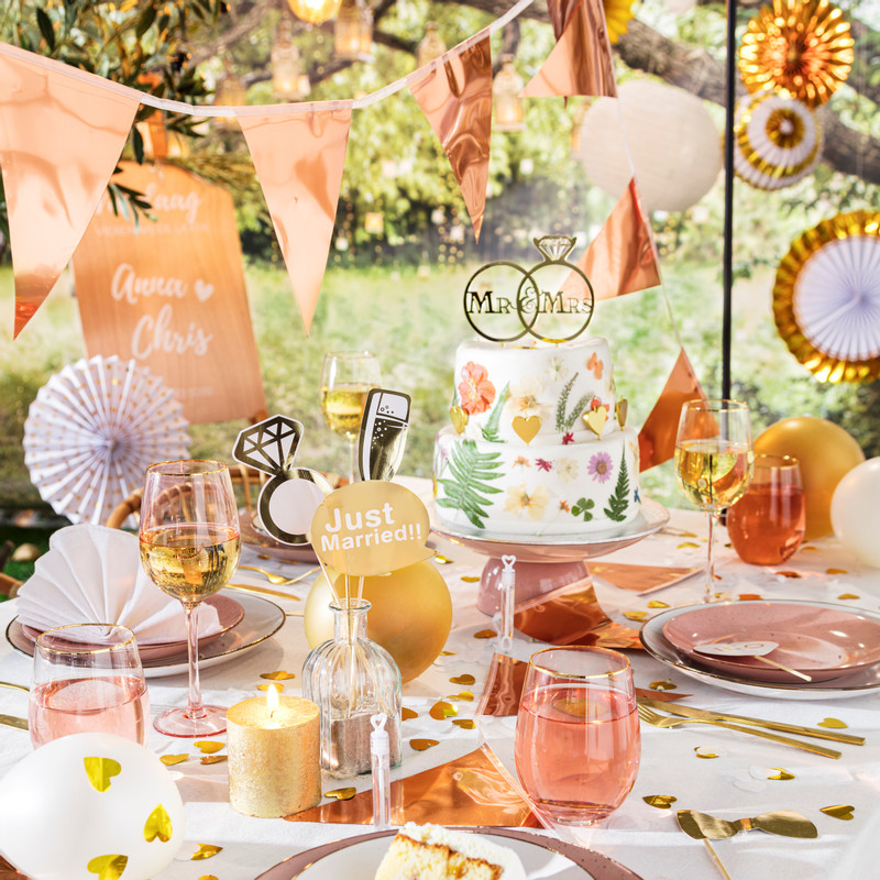 Waterglas - roze/goud - 550 ml