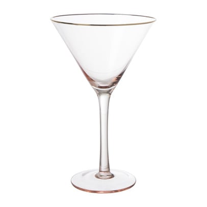 Martiniglas roze gouden rand - glas - 220 ml