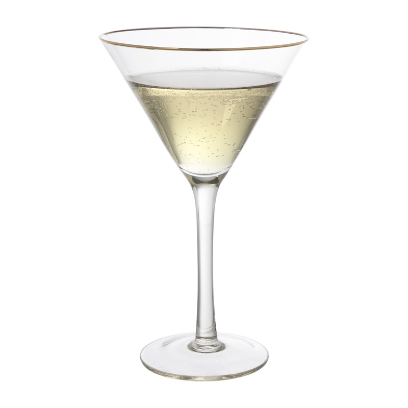 Martiniglas roze gouden rand - glas - 220 ml