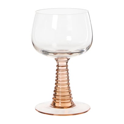 Wijnglas ribbel - roze - 220 ml