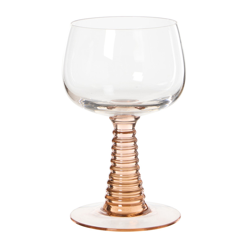 Wijnglas ribbel - roze - 220 ml