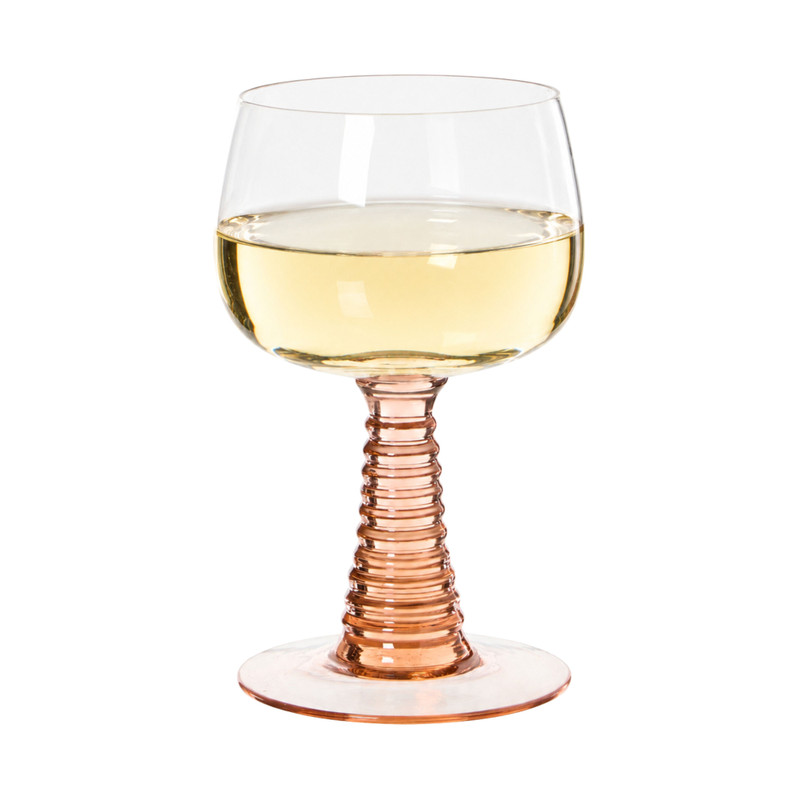 Wijnglas ribbel - roze - 220 ml
