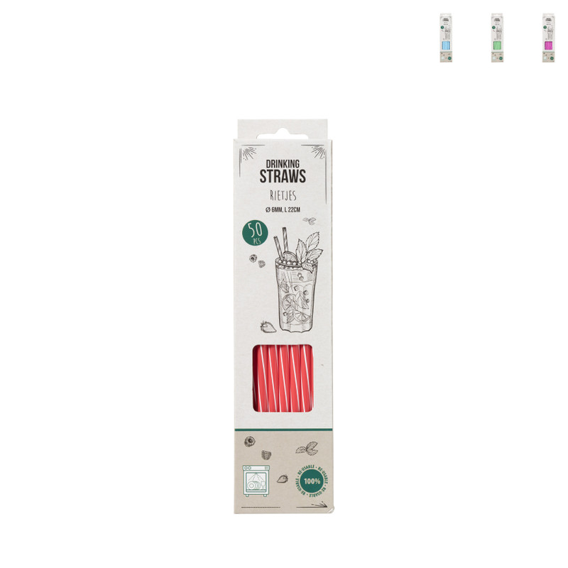 Rietjes kunststof - multikleur - 50 stuks