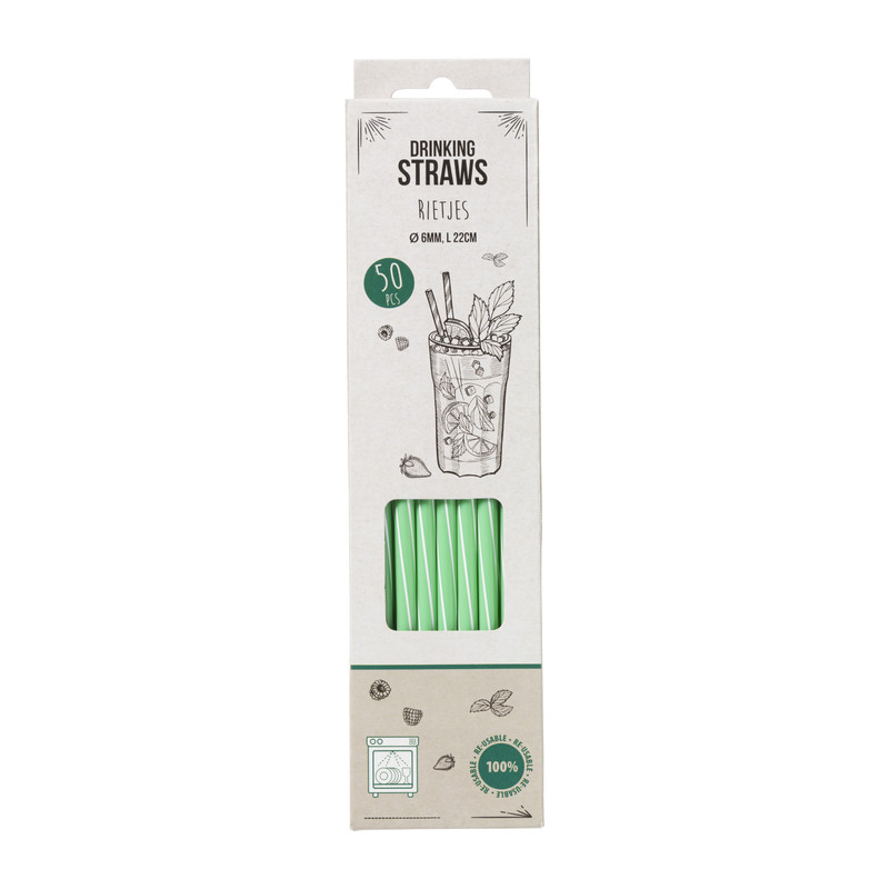 Rietjes kunststof - multikleur - 50 stuks