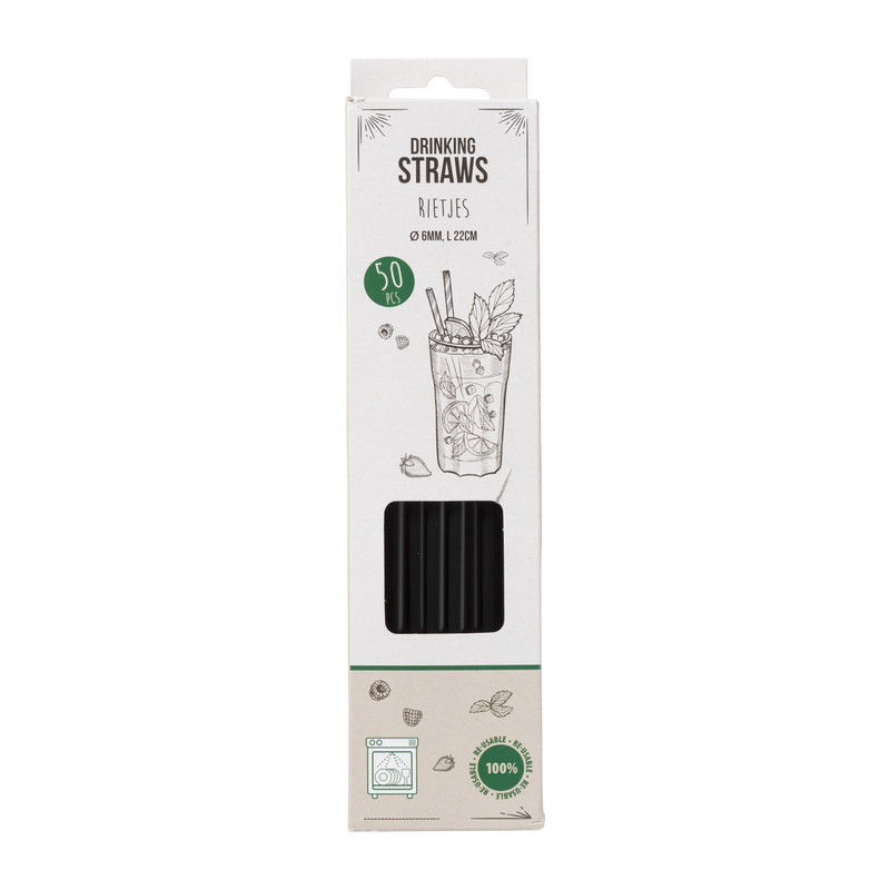 Rietjes kunststof - zwart - 50 stuks