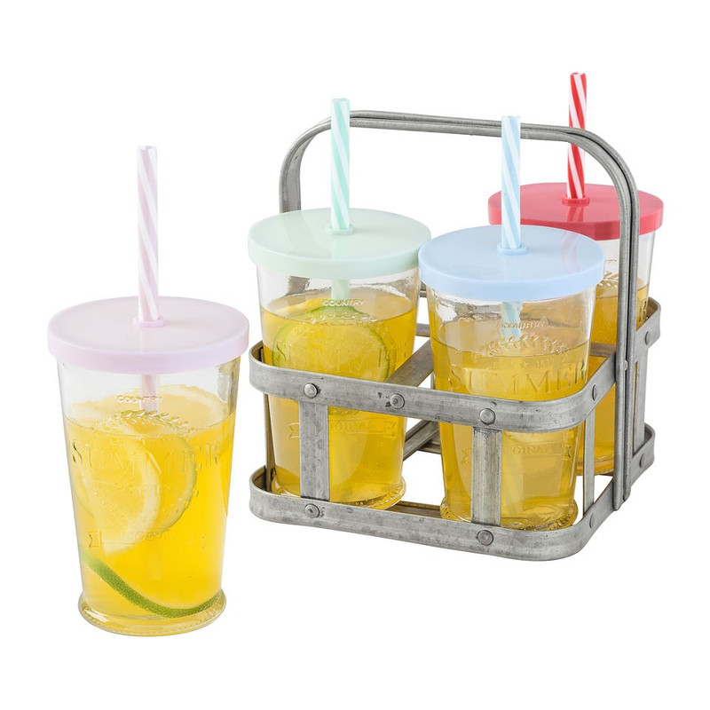 Glas klein summer party - set van 4