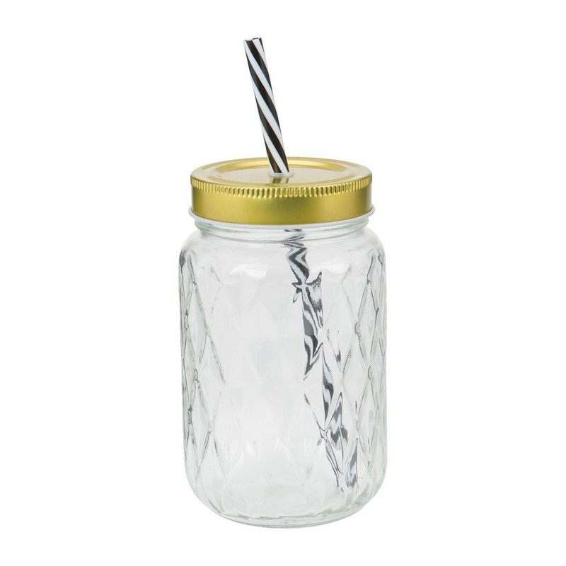 Mason jar ruitmotief - 50 cl 