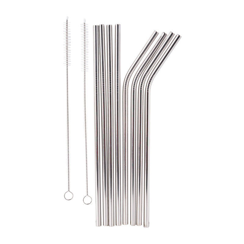 Rietjes RVS  met 2 borstels - herbruikbaar - set van 8