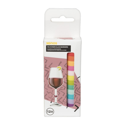 Siliconen glas markers - 12 stuks - ø1 cm