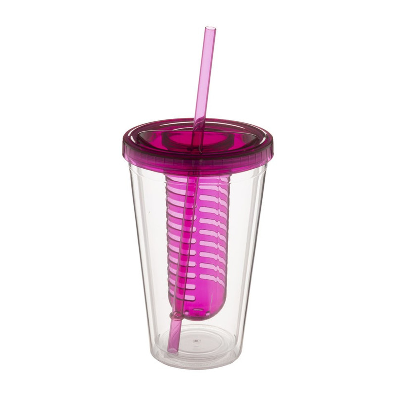 Drinkbeker met infuser - 500 ml - roze