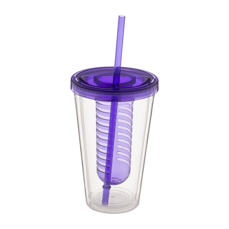 Drinkbeker met infuser - 500 ml - paars