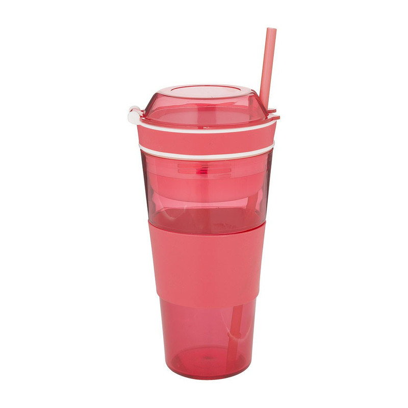 Snack drinkbeker met rietje - 500 ml - rood 