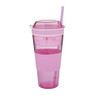 Snack drinkbeker met rietje - 500 ml - roze 