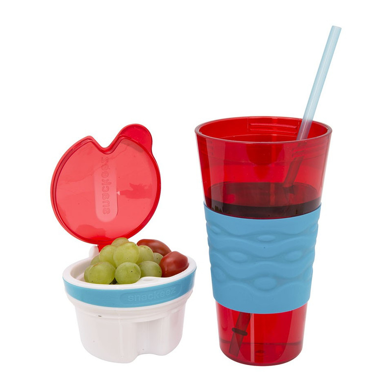 Snackeez snackbeker - 450 ml - rood/blauw