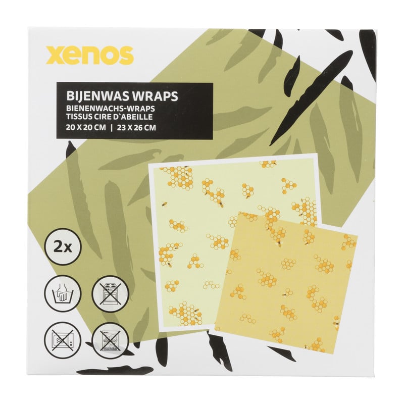 Bijenwas wraps - geel/groen - set van 2