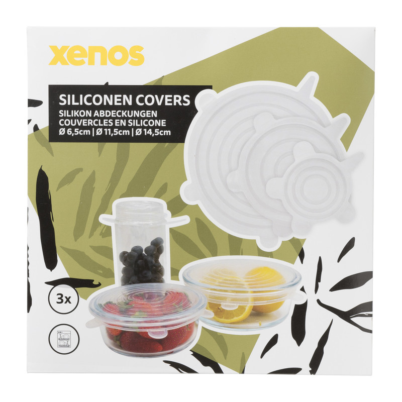 Siliconen food covers - transparant - set van 3