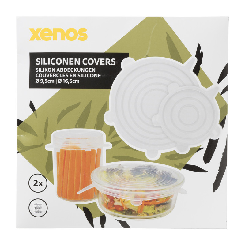 Siliconen food covers - transparant - set van 2