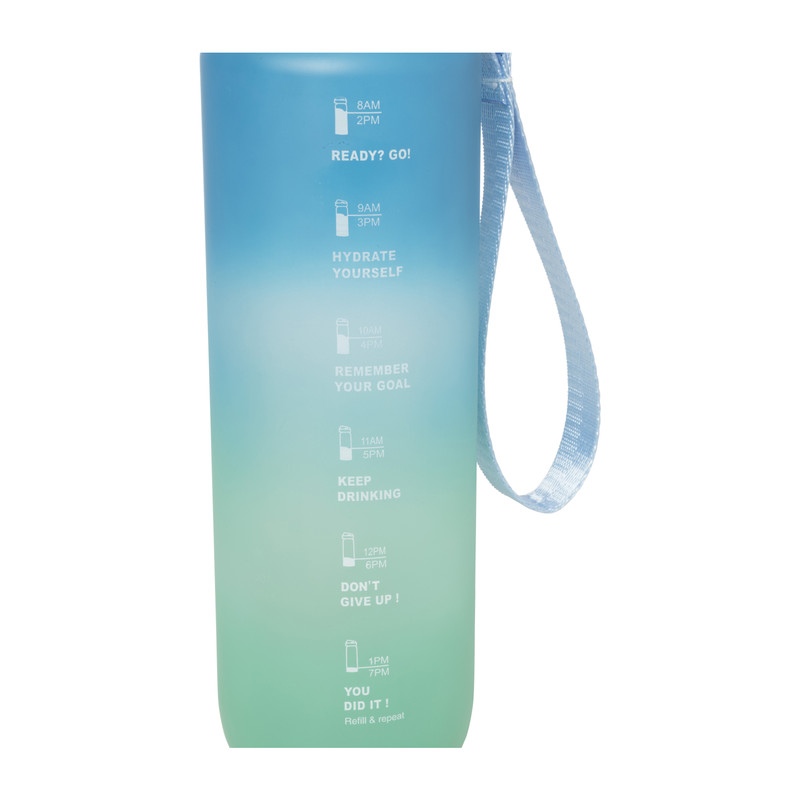 Motivatie waterfles - lichtgroen/lichtblauw - 1 liter