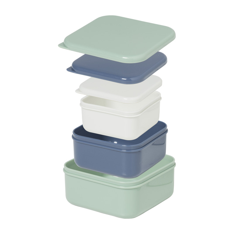 Opbergbakjes set van 3 - groen/blauw/grijs