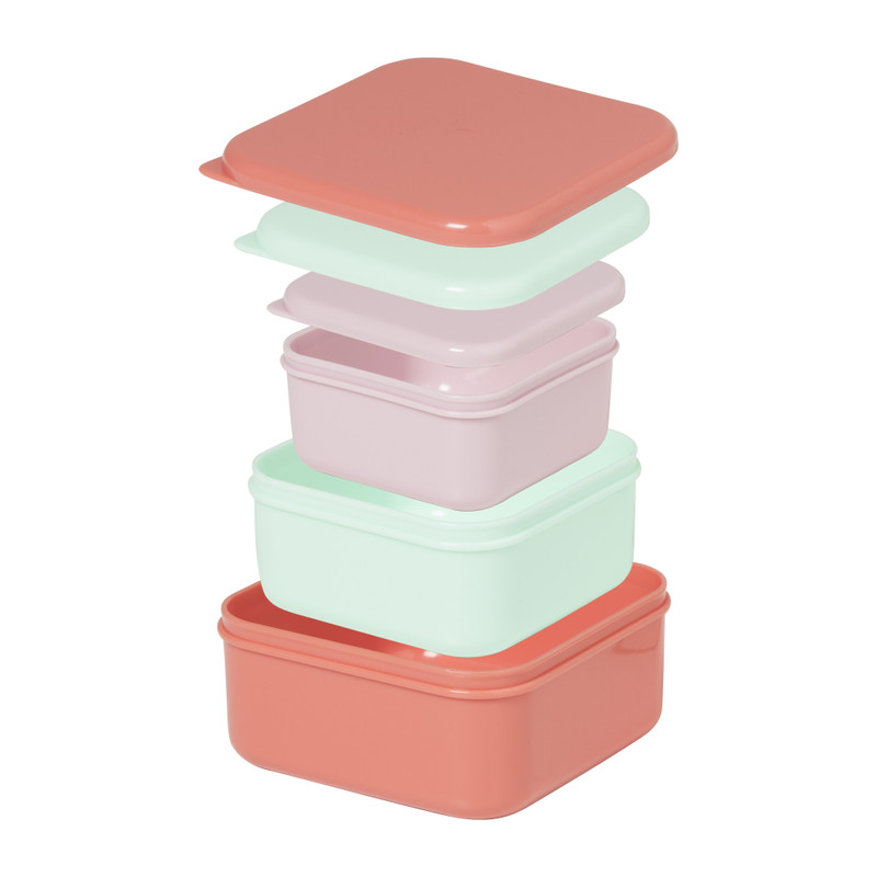Opbergbakjes set van 3 - roze/lila/groen