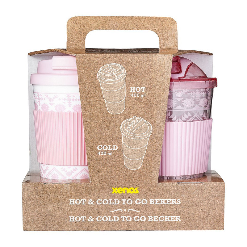 Giftset hot & cold to go drinks - roze - set van 2