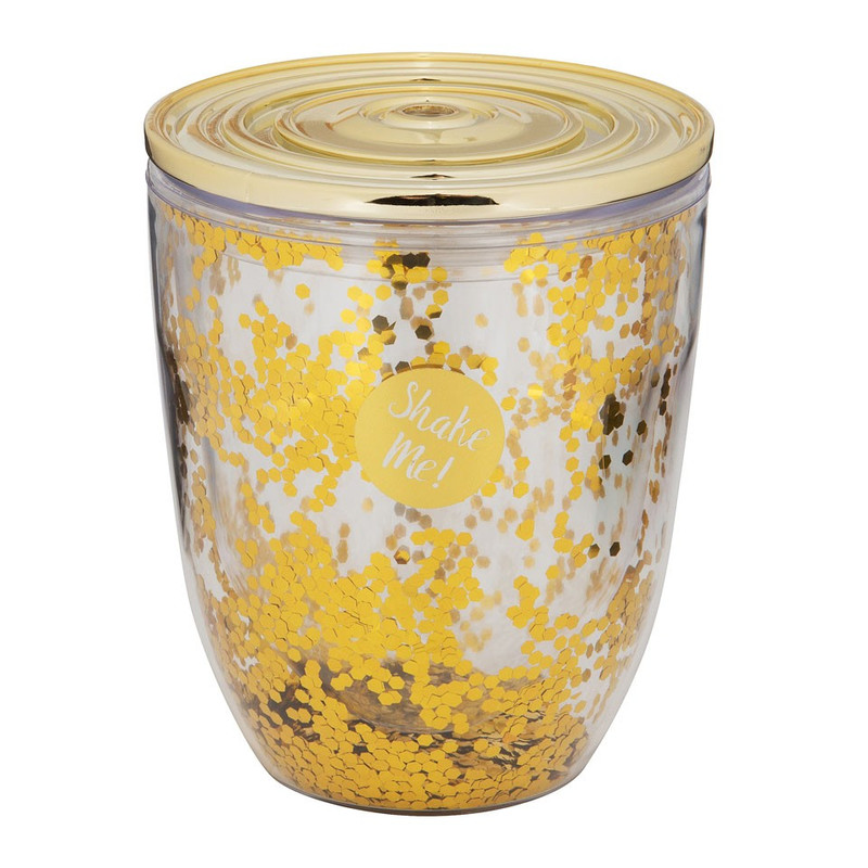 Beker glitter - 350 ml - goud