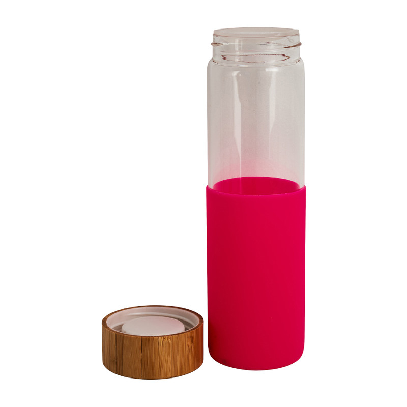 Drinkfles - bamboe dop - roze