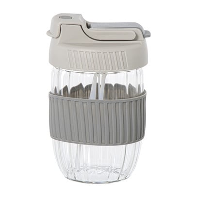 Glazen to-go beker - grijs - 350 ml