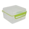 Snackbox 4-vaks met cupje - groen - 18x18x10 cm