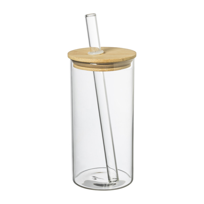Bubble tea/ijskoffie cup - glas/bamboe - 600 ml