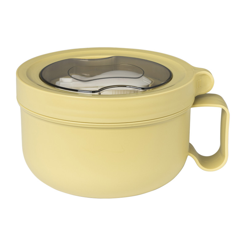 Lunchbox met lepel - diverse kleuren - 14.5x9.3 cm