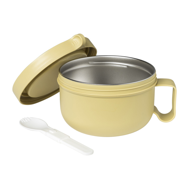 Lunchbox met lepel - diverse kleuren - 14.5x9.3 cm