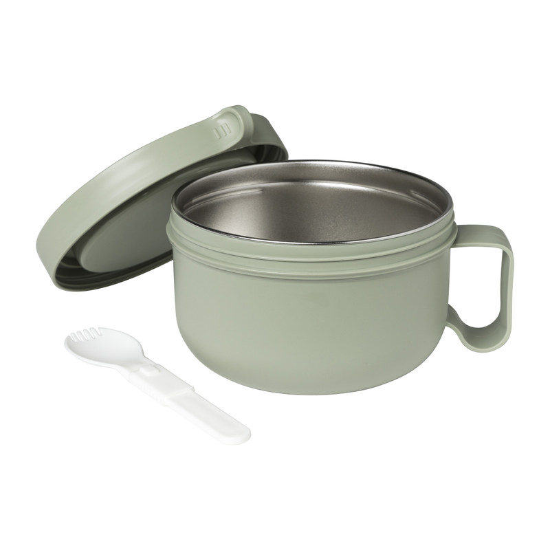 Lunchbox met lepel - diverse kleuren - 14.5x9.3 cm