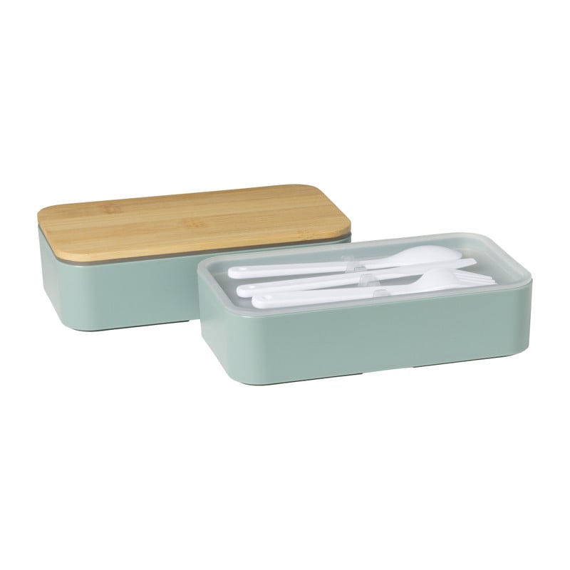 Lunchbox dubbel - groen - 9.5x18.5x10.5 cm