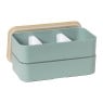 Lunchbox dubbel - groen - 9.5x18.5x10.5 cm