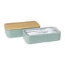 Lunchbox dubbel - groen - 9.5x18.5x10.5 cm