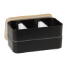 Lunchbox dubbel - zwart - 9.5x18.5x10.5 cm