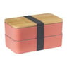 Lunchbox dubbel - roze - 9.5x18.5x10.5 cm