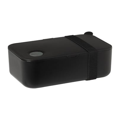 Lunchbox met elastiek - zwart - 6.8x19x12 cm