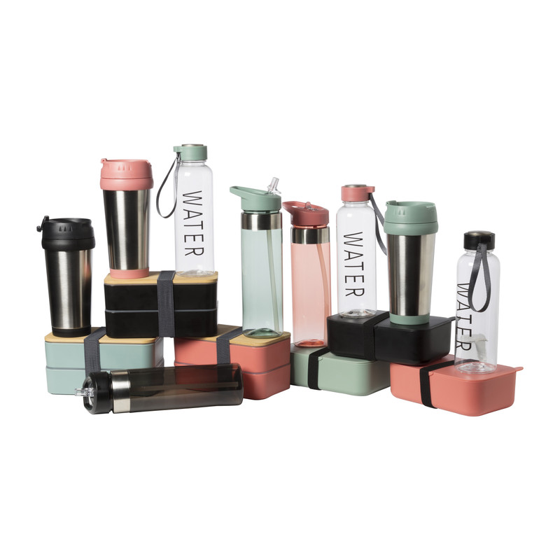 Drinkfles met rietje - zwart - 500 ml