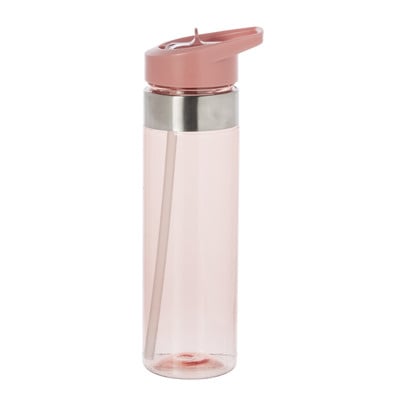 Drinkfles met rietje - roze - 500 ml