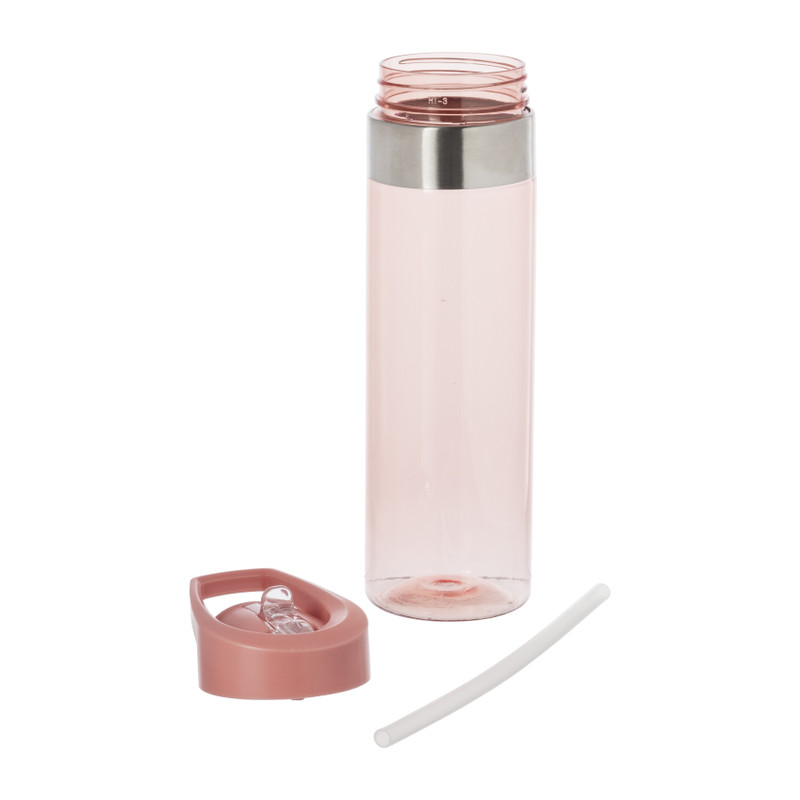 Drinkfles met rietje - roze - 500 ml