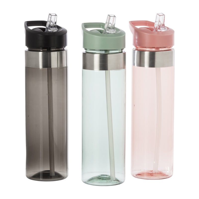 Drinkfles met rietje - roze - 500 ml