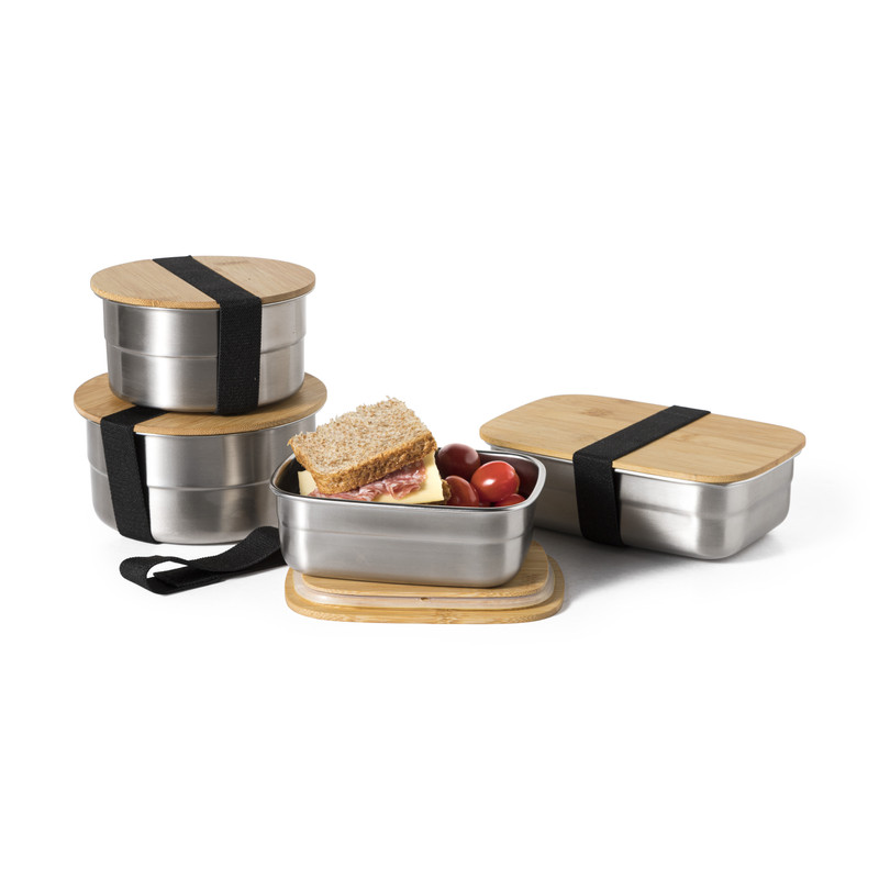 Broodtrommel - rvs/bamboe - 17.5x12 cm