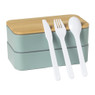 Lunchbox dubbel met bestek - groen - 700 ml