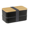 Lunchbox dubbel met bestek - zwart - 700 ml