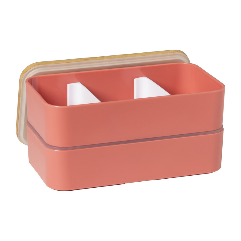 Lunchbox dubbel met bestek - oranje - 700 ml